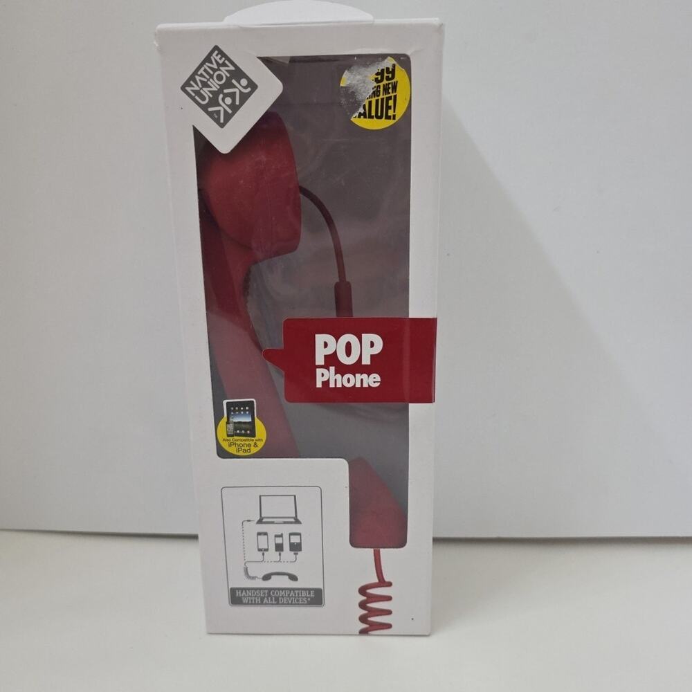 Open Box Native Union POP Phone Red Retro Handset iPhone iPad and All Devices